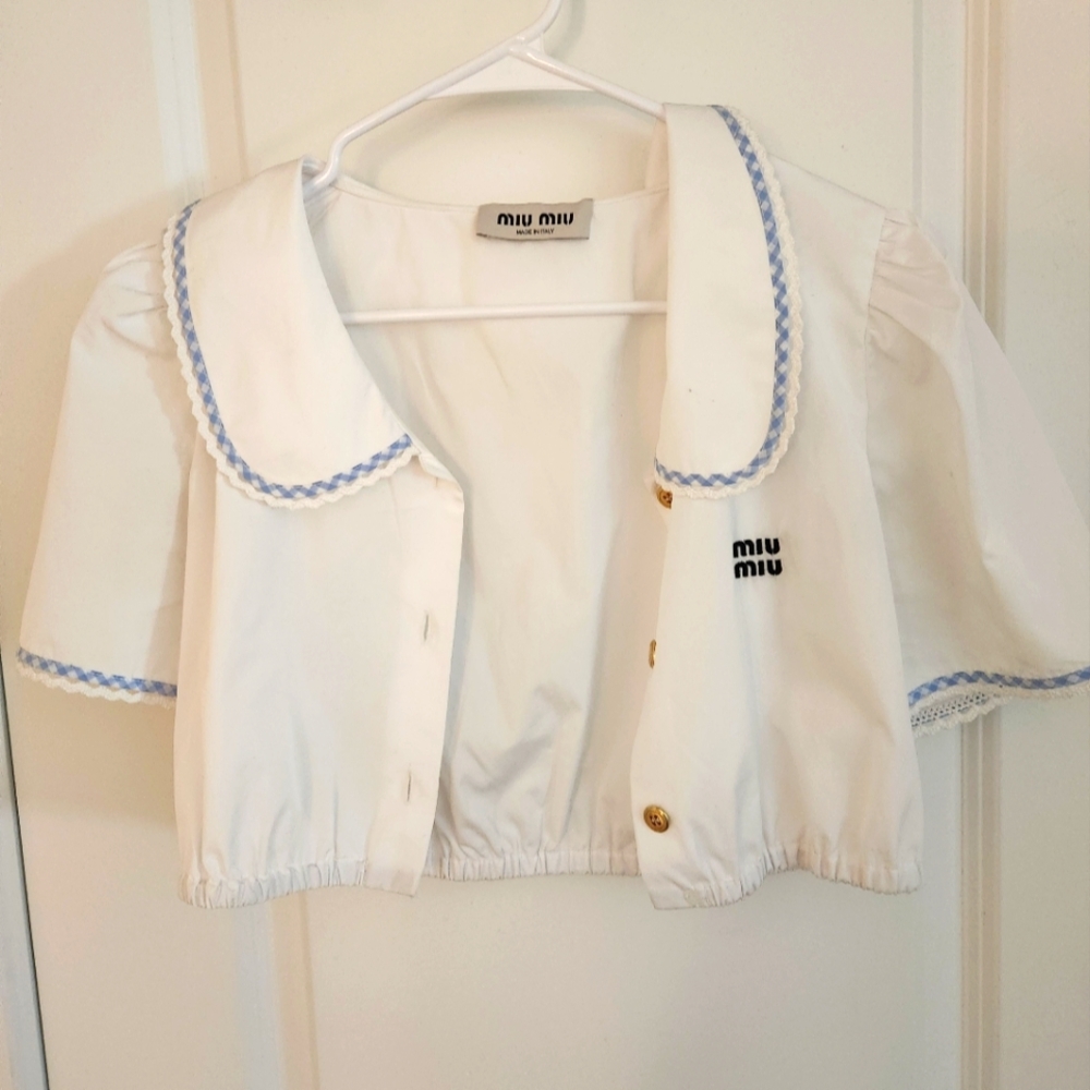 Miu Miu White Jacket with Blue Accents